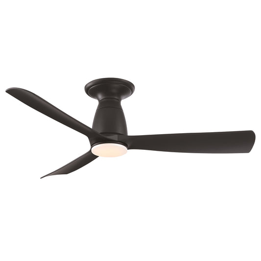 Fanimation Kute 44in Flush Mount 1-Light Smart Ceiling Fan | Modern Black with Opal Frosted Glass | Low Ceiling Bedroom | Model FPD8547BL-LK-F