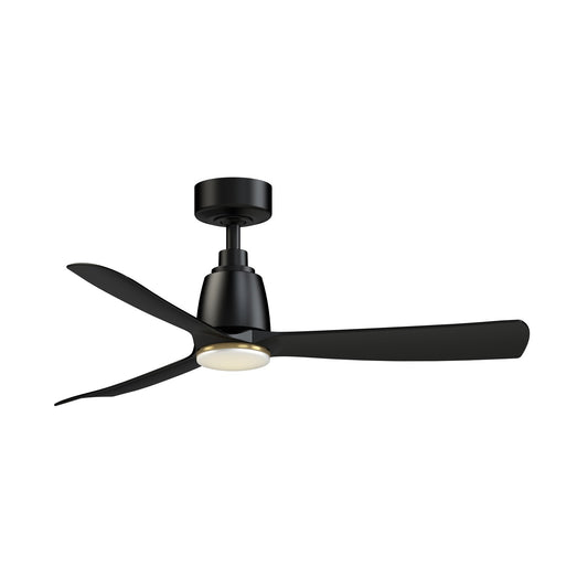 Fanimation Kute 44in 1-Light Smart Ceiling Fan | Modern Black and Brushed Satin Brass with Opal Frosted Glass | Covered Patio | Model FPD8547BL-LKBS
