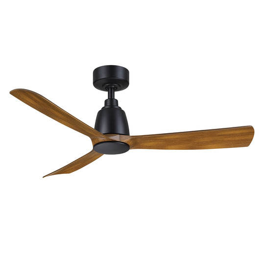 Fanimation Kute 44in 3-Blade Smart Ceiling Fan | Black and Koa Composite Blades | Covered Patio & Bedroom | Model FPD8547BLK