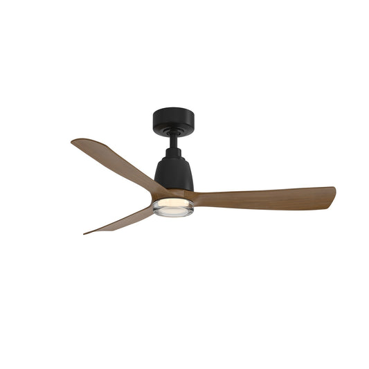 Fanimation Kute 44in Smart Ceiling Fan | Black and Koa Composite | Bedroom & Covered Patio | 44 x 44 x 13.8 in | Model FPD8547BLK-DWLK
