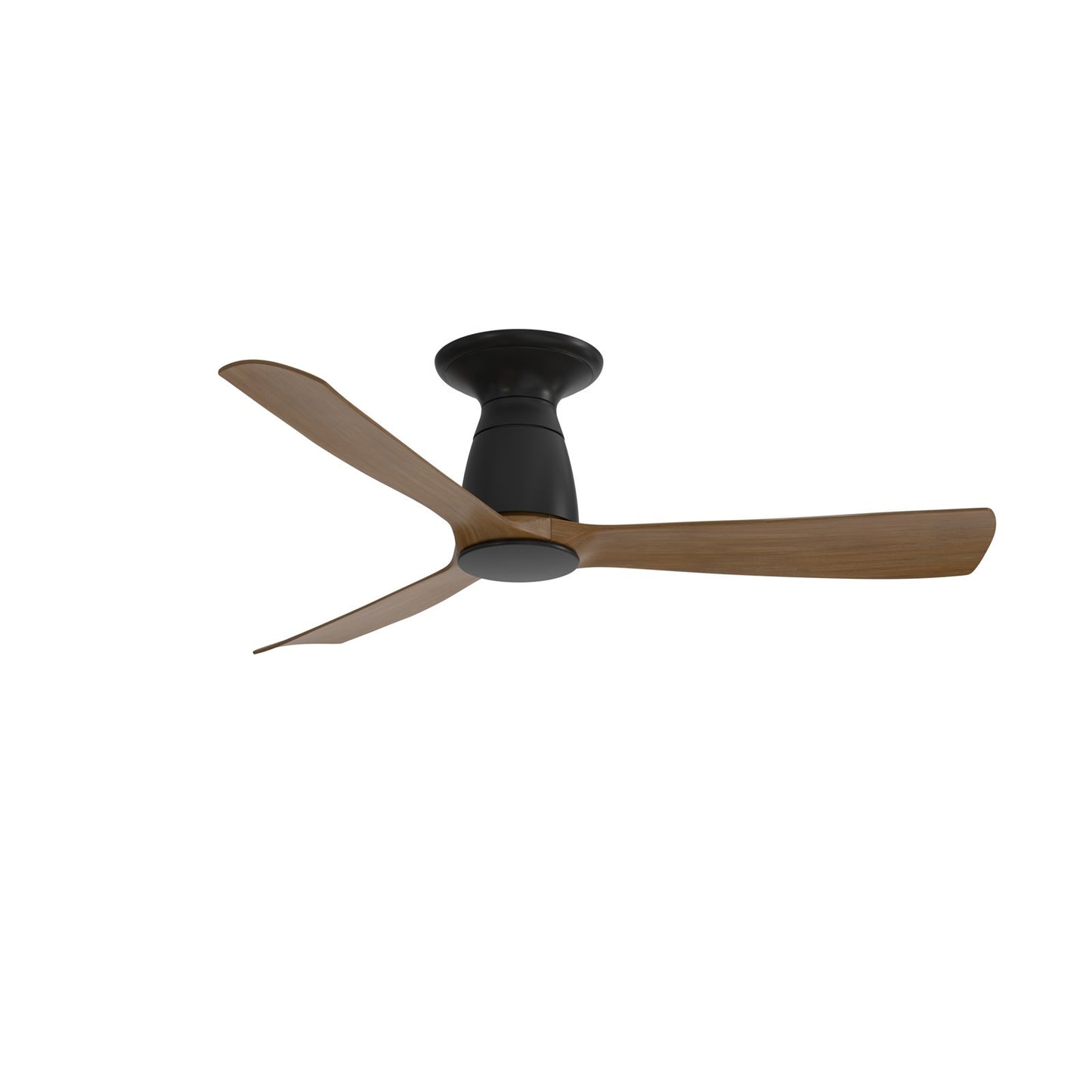 Fanimation Kute 44in Flush Smart Ceiling Fan | Black Composite and Koa Blades | Covered Patio & Bedroom | 44 x 44 x 10.32 in | Model FPD8547BLK-F