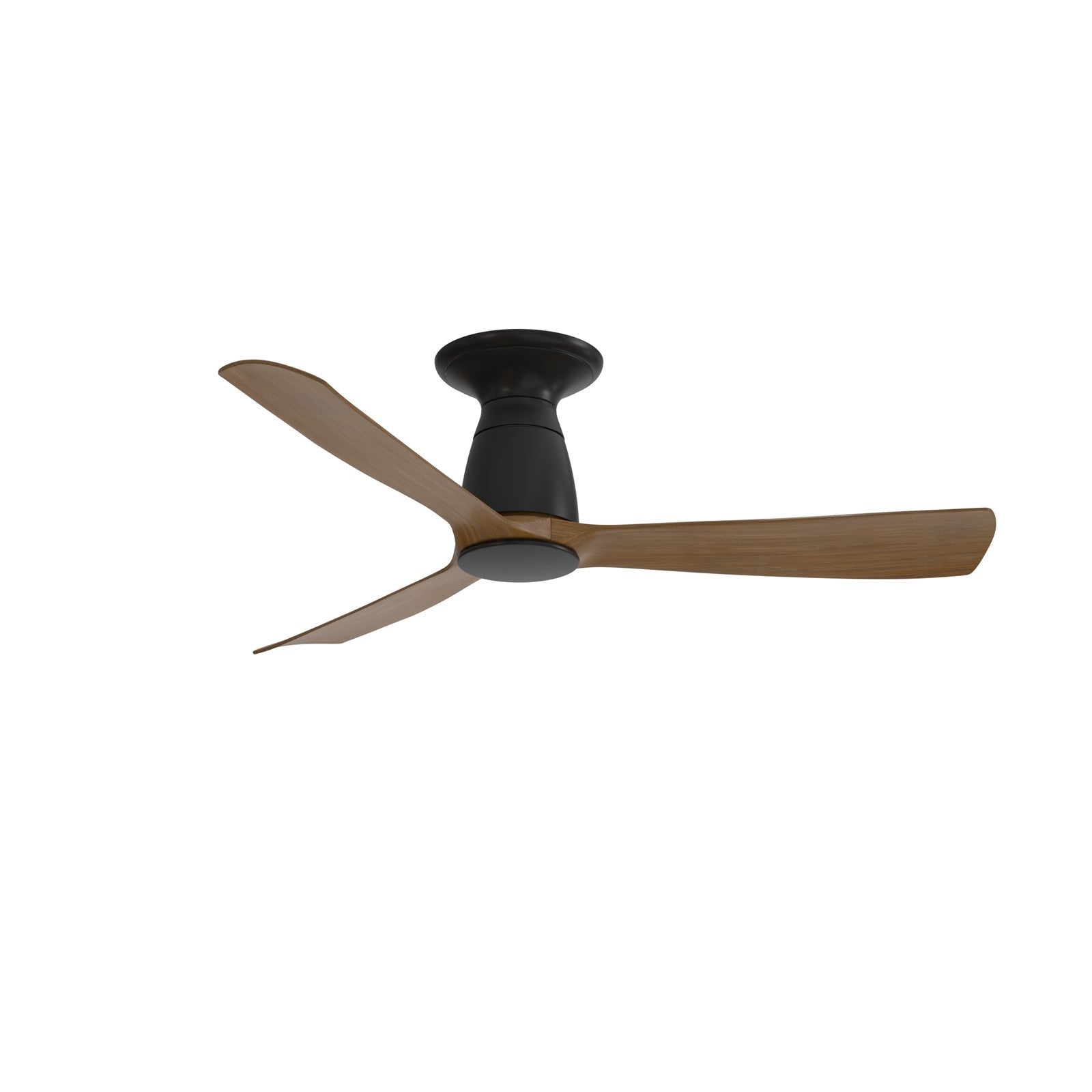 Fanimation Kute 44in Flush Smart Ceiling Fan | Black Composite and Koa Blades | Covered Patio & Bedroom | 44 x 44 x 10.32 in | Model FPD8547BLK-F