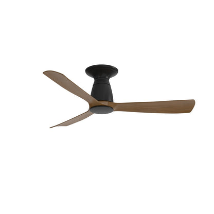 Fanimation Kute 44in Flush Smart Ceiling Fan | Black Composite and Koa Blades | Covered Patio & Bedroom | 44 x 44 x 10.32 in | Model FPD8547BLK-F