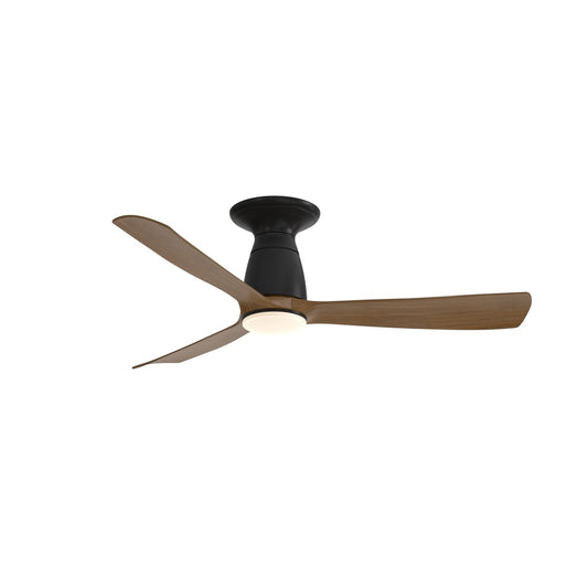 Fanimation Kute 44 44in Flush Smart Ceiling Fan | Matte Black and Opal Frosted Glass | Low Ceiling Bedroom & Covered Patio | Model FPD8547BLK-LK-F