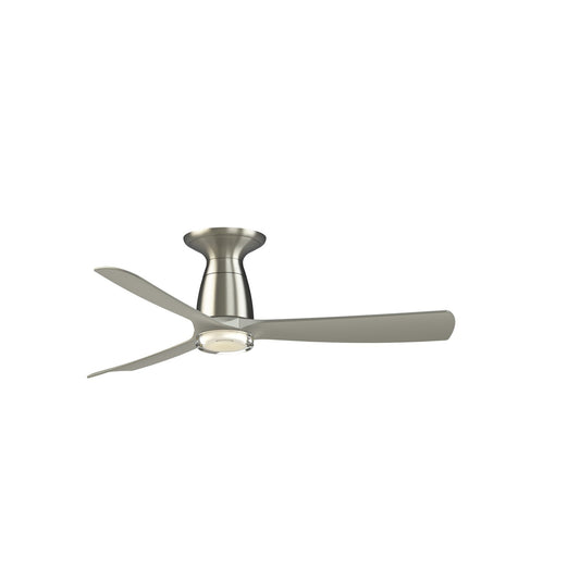 Fanimation Kute 44in Flush 1-Light Smart Ceiling Fan | Brushed Nickel and Clear Glass | Covered Patio & Low Ceiling | Model FPD8547BN-DWLK-F