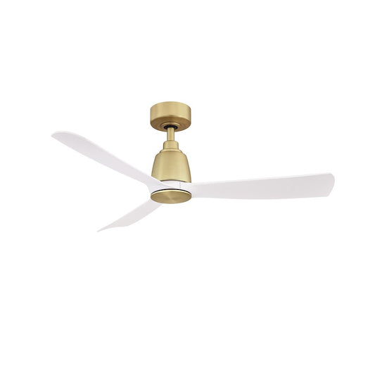 Fanimation Kute 44in 3-Blade Ceiling Fan | Brushed Satin Brass and Matte White Composite Blades | Indoor & Outdoor Damp Rated | Model FPD8547BS