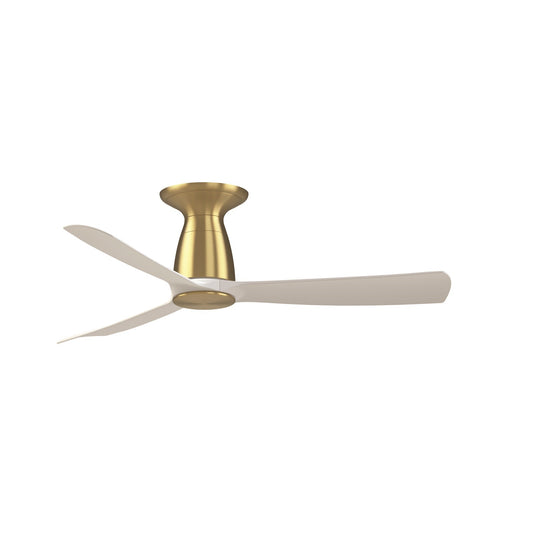 Fanimation Kute 44in Flush Smart Ceiling Fan | Brushed Satin Brass and Matte White Composite Blades | Low Ceilings & Covered | Model FPD8547BS-F