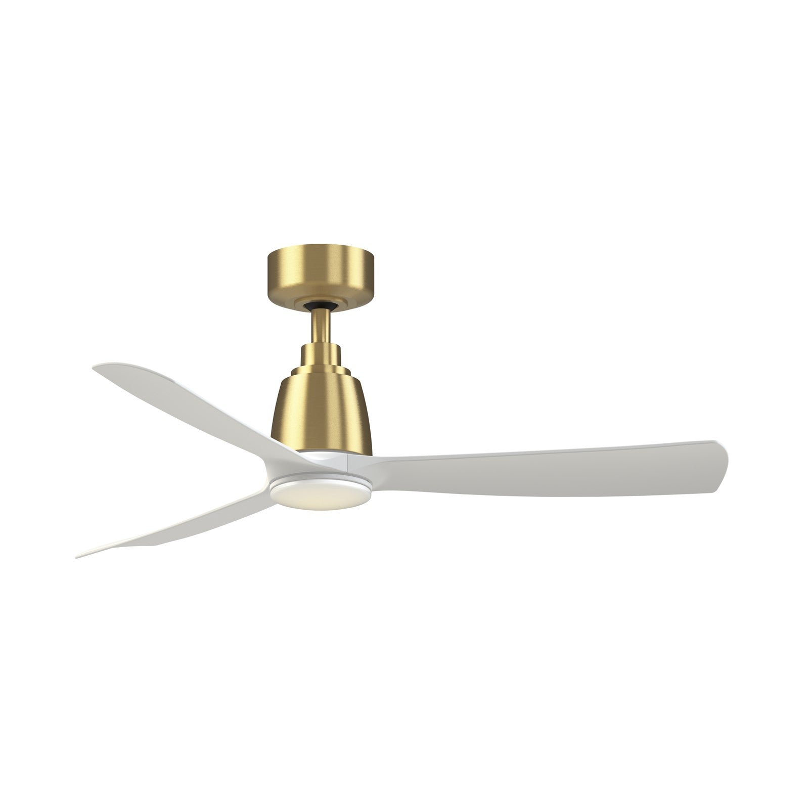 Fanimation Kute 44in Smart Ceiling Fan | Brushed Satin Brass and Matte White Composite Blades | Covered Patio & Bedroom | Model FPD8547BS-LKMW
