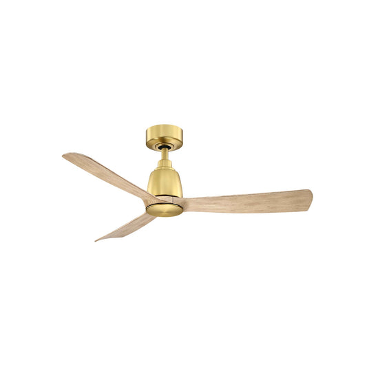 Fanimation Kute 44in 3-Blade Smart Ceiling Fan | Satin Brass and Natural Composite Blades | Covered Patio & Living Room | Model FPD8547BSN