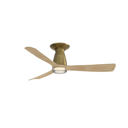 Fanimation Kute 44in 1-Light Flush Mount Smart Ceiling Fan | Brushed Satin Brass and Natural Composite Blades | Covered | Model FPD8547BSN-DWLK-F