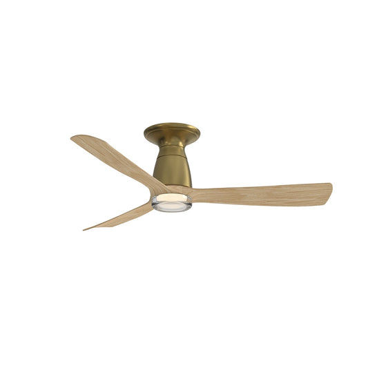Fanimation Kute 44in 1-Light Flush Mount Smart Ceiling Fan | Brushed Satin Brass and Natural Composite Blades | Covered | Model FPD8547BSN-DWLK-F