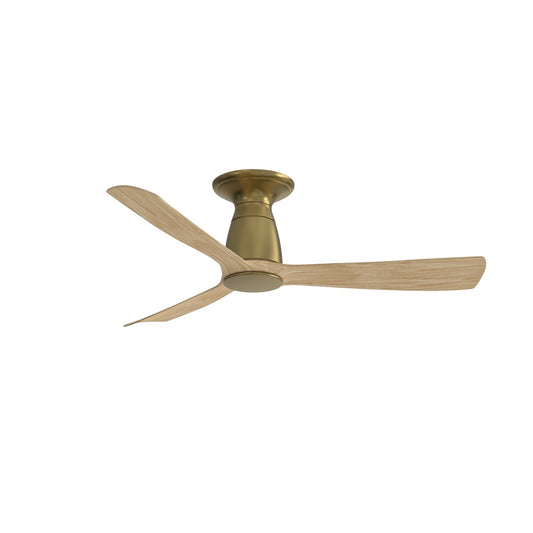 Fanimation Kute 44in Flush Mount Smart Ceiling Fan | Brushed Satin Brass and Natural Composite Blades | Covered Patio & Bedroom | Model FPD8547BSN-F