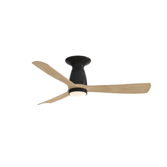 Fanimation Kute 44in Flush 1-Light Smart Ceiling Fan | Brushed Satin Brass and Natural Composite Blades | Low Ceilings | Model FPD8547BSN-KLK-F