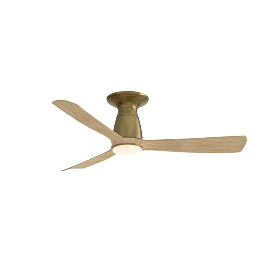 Fanimation Kute 44in Flush 1-Light Smart Ceiling Fan | Brushed Satin Brass and Natural Composite Blades | Low Ceilings | Model FPD8547BSN-LK-F
