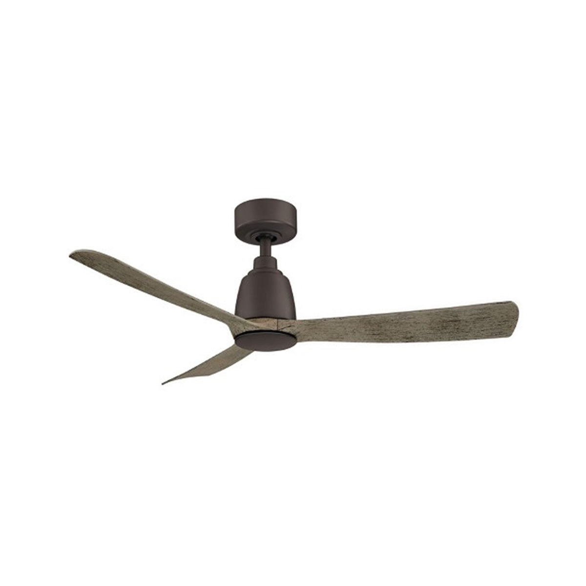 Fanimation Kute 44in 3-Blade Ceiling Fan | Matte Greige and Weathered Wood Composite | Covered Patio & Bedroom | 44 x 44 x 13 in | Model FPD8547GR