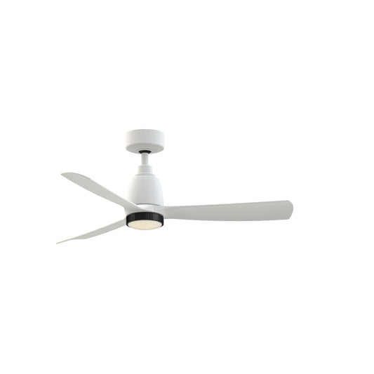 Fanimation Kute 44in Smart Ceiling Fan | Matte White and Matte White Composite Blades | Covered Patio & Bedroom | Model FPD8547MW-BLKLK