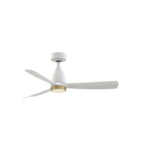 Fanimation Kute 44in 1-Light Smart Ceiling Fan | Modern Matte White and Opal Frosted Glass Knurled LED | Covered Patio | Model FPD8547MW-BSKLK