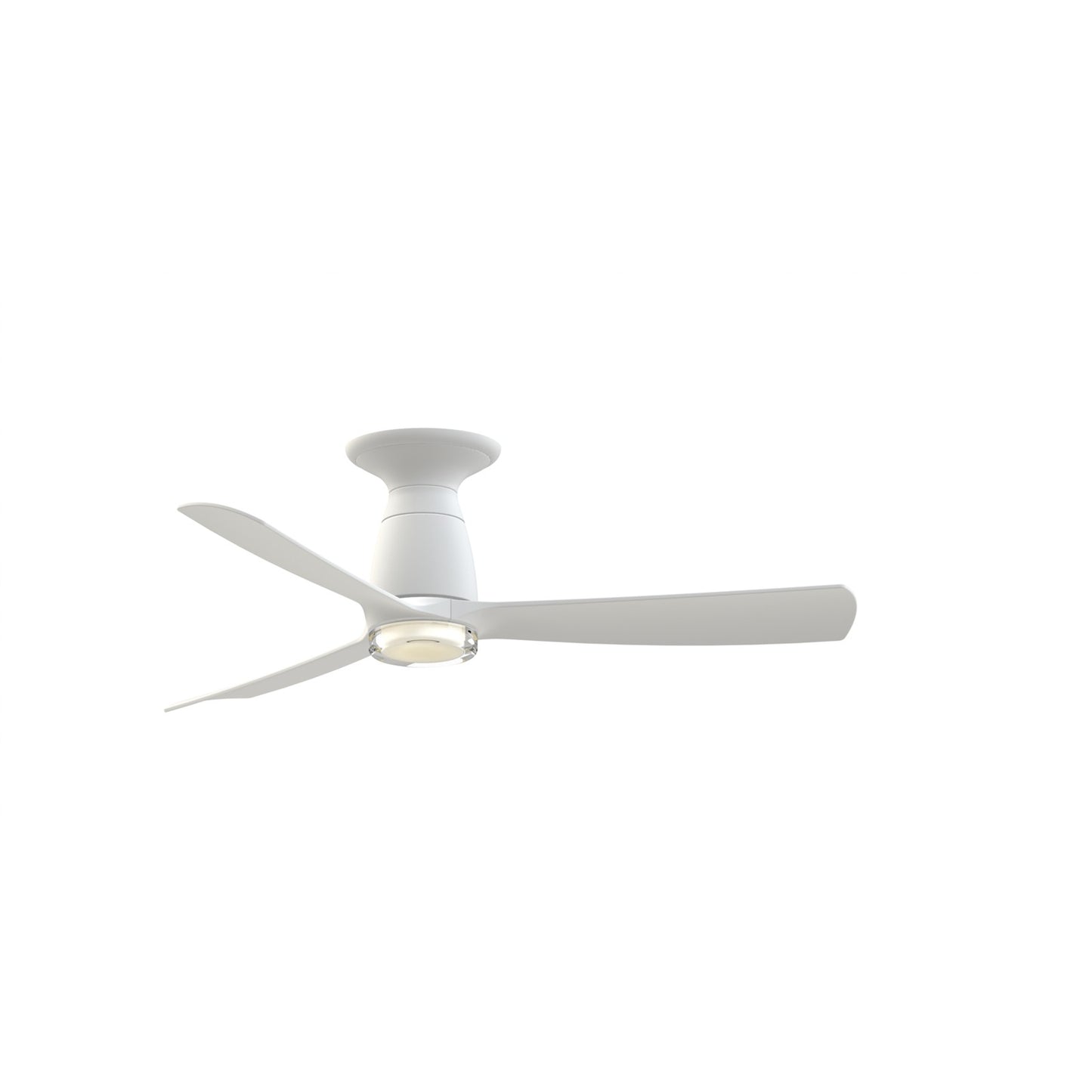 Fanimation Kute 44in 1-Light Flush Mount Smart Ceiling Fan | Modern Matte White and Clear Glass Double-Walled LED | Covered | Model FPD8547MW-DWLK-F