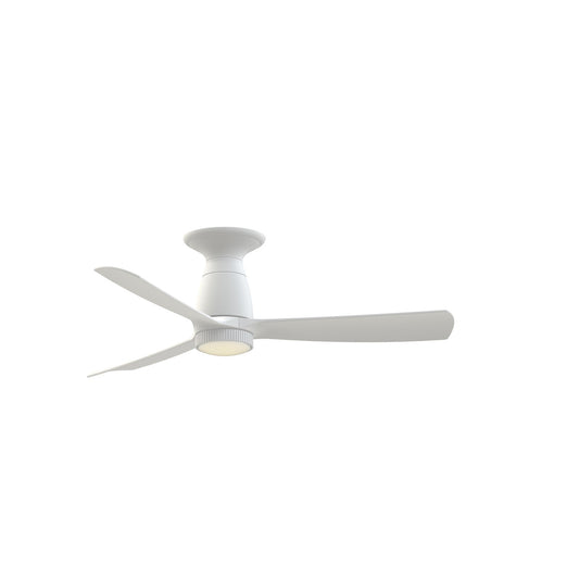 Fanimation Kute 44in Flush 1-Light Smart Ceiling Fan | Matte White and Opal Frosted Glass | Covered Patio & Low Ceiling | Model FPD8547MW-KLK-F