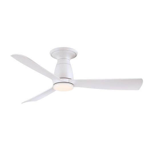 Fanimation Kute 44in Flush 1-Light Smart Ceiling Fan | Matte White with Opal Frosted Glass | Low Ceiling Bedroom & Covered | Model FPD8547MW-LK-F