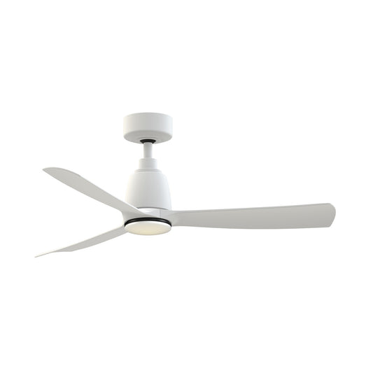 Fanimation Kute 44in 1-Light Smart Ceiling Fan | Matte White and Black Opal Frosted Glass | Covered Patio & Bedroom | Model FPD8547MW-LKBL