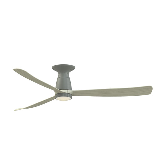 Fanimation Kute 60 60in Flush Mount Smart Ceiling Fan with Knurled LED Light | Antique Graphite and Light Oak Composite | Model FPD8560AGP-KLK-F