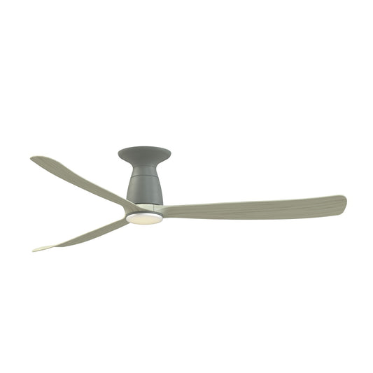 Fanimation Kute 60in Flush Smart Ceiling Fan | Antique Graphite and Light Oak Composite Blades | Covered Patio & Living Room | Model FPD8560AGP-LK-F