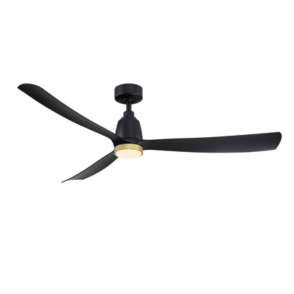 Fanimation Kute 60in Smart Ceiling Fan | Black and Brushed Satin Brass Knurled LED | Covered Patio & Living Room | Model FPD8560BL-BSKLK
