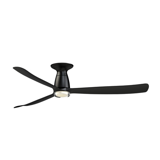 Fanimation Kute 60in Flush Smart Ceiling Fan | Black with Double-Walled Clear Glass LED | Covered Patio & Living Room | Model FPD8560BL-DWLK-F