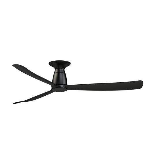 Fanimation Kute 60in Flush Ceiling Fan | Modern Black and Black Composite Blades | Bedroom & Covered Patio | 60 x 60 x 10.32 in | Model FPD8560BL-F