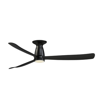 Fanimation Kute 60in Flush Mount Smart Ceiling Fan | Modern Black and Black Composite Blades | Covered Patio & Bedroom | Model FPD8560BL-KLK-F