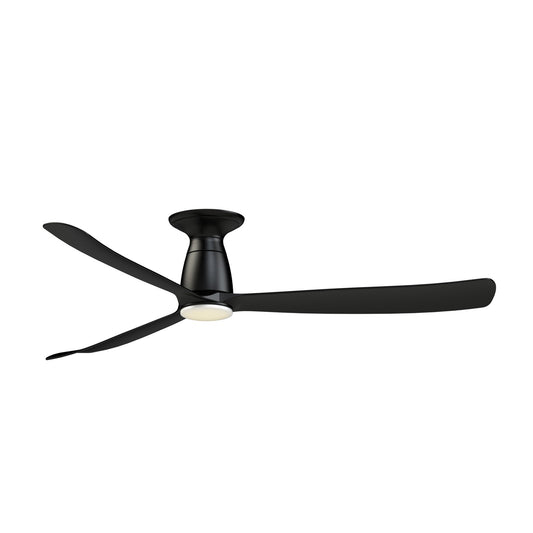 Fanimation Kute 60in 1-Light Flush Mount Smart Ceiling Fan | Modern Black and Opal Frosted Glass | Covered Patio & Bedroom | Model FPD8560BL-LK-F