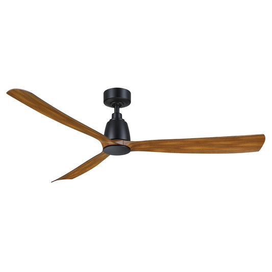 Fanimation Kute 60in 3-Blade Smart Ceiling Fan | Black and Koa Composite Blades | Covered Patio & Great Room | Model FPD8560BLK