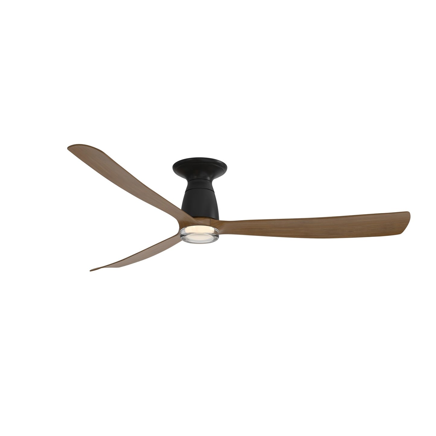 Fanimation Kute 60in Flush Smart Ceiling Fan with LED Light | Modern Black and Koa Composite Blades | Bedroom & Covered | Model FPD8560BLK-DWLK-F
