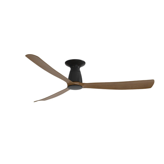 Fanimation Kute 60in Flush Ceiling Fan | Modern Black and Koa Composite Blades | Bedroom & Covered Patio | 60 x 60 x 10.32 in | Model FPD8560BLK-F