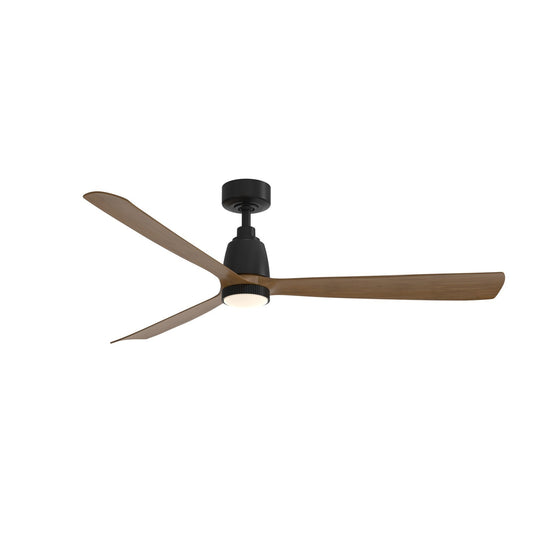 Fanimation Kute 60in 1-Light Smart Ceiling Fan | Modern Black and Koa Composite Blades | Covered Patio & Living Room | Model FPD8560BLK-KLK