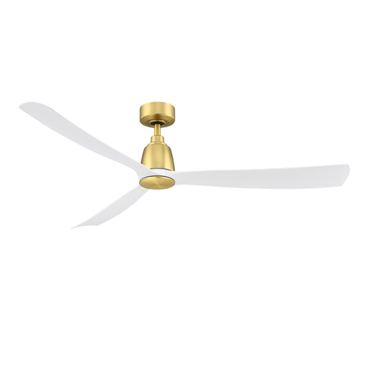 Fanimation Kute 60in 3-Blade Ceiling Fan | Brushed Satin Brass & Matte White Blades | Indoor & Covered Patio | 60 x 60 x 13 in | Model FPD8560BS