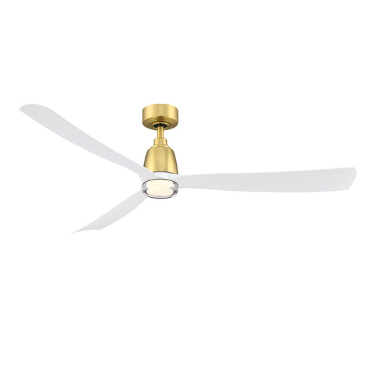 Fanimation Kute 60in 1-Light Ceiling Fan | Brushed Satin Brass and Clear Glass | Covered Patio & Bedroom | 60 x 60 x 13.8 in | Model FPD8560BS-DWLK