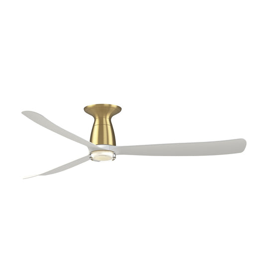 Fanimation Kute 60in Flush 1-Light Ceiling Fan | Brushed Satin Brass and Clear Glass | Low Ceiling & Covered Patio | Model FPD8560BS-DWLK-F