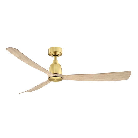 Fanimation Kute 60in Smart Ceiling Fan | Satin Brass and Natural Composite Blades | Covered Patio & Living Room | 60 x 60 x 13.1 in, 6-Speed DC Motor | Model FPD8560BSN