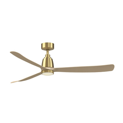 Fanimation Kute 60in Smart Ceiling Fan | Brushed Satin Brass and Natural Composite Blades with Opal Frosted Knurled LED | Model FPD8560BSN-KLK