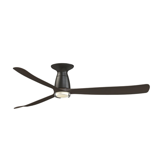 Fanimation Kute 60in Flush Smart Ceiling Fan | Dark Bronze and Dark Walnut Composite Blades | Low Ceiling Living Room | Model FPD8560DZ-DWLK-F