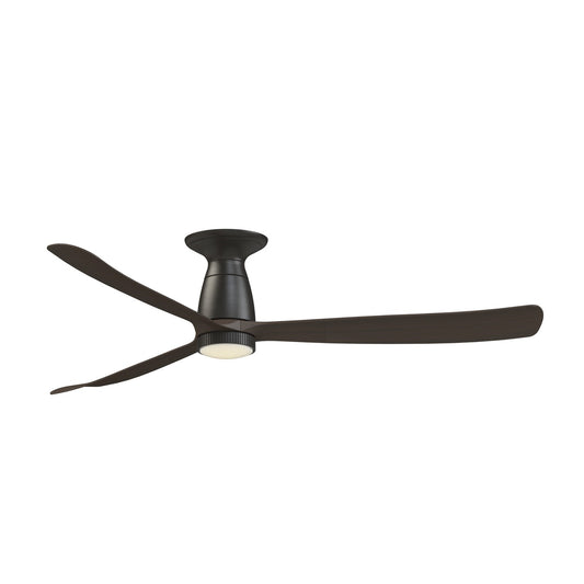 Fanimation Kute 60in Flush Mount Smart Ceiling Fan with Knurled LED Light Kit | Dark Bronze and Dark Walnut Composite Blades | Model FPD8560DZ-KLK-F