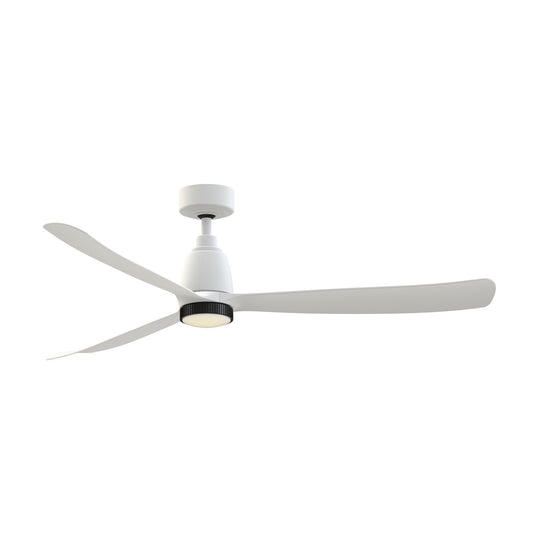 Fanimation Kute 60 60in Smart Ceiling Fan | Matte White and Black Knurled LED | Covered Patio & Bedroom | 60 x 60 x 14.48 in | Model FPD8560MW-BLKLK