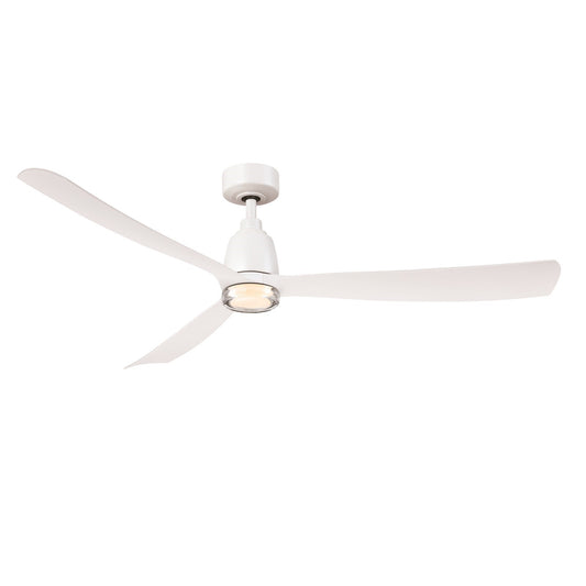 Fanimation Kute 60 60in Smart Ceiling Fan | Matte White and Double-Walled Clear Glass LED | Covered Patio & Bedroom | Model FPD8560MW-DWLK