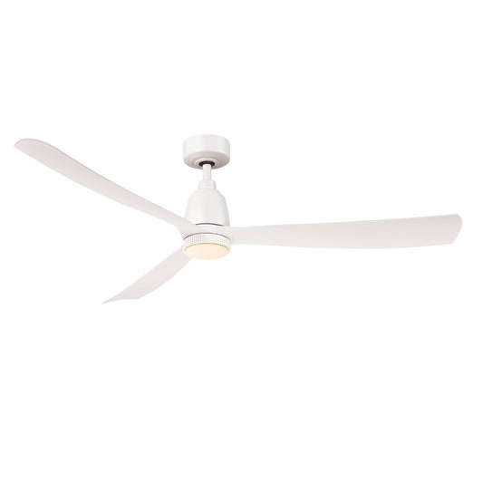 Fanimation Kute 60in 1-Light Smart Ceiling Fan | Modern Matte White and Opal Frosted | Covered Patio & Bedroom | Model FPD8560MW-KLK