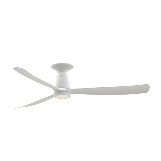 Fanimation Kute 60in 1-Light Flush Mount Smart Ceiling Fan | Modern Matte White and Opal Frosted | Covered Patio & Bedroom | Model FPD8560MW-KLK-F