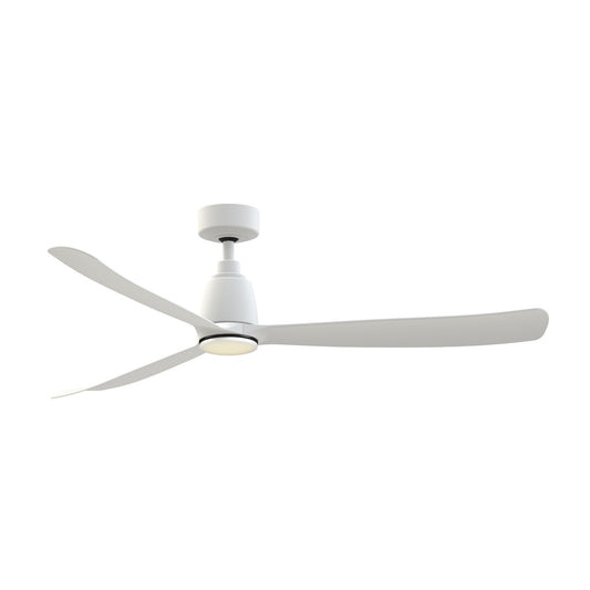 Fanimation Kute 60in 1-Light Ceiling Fan | Modern Matte White and Black Opal Frosted Glass | Covered Patio & Bedroom | Model FPD8560MW-LKBL
