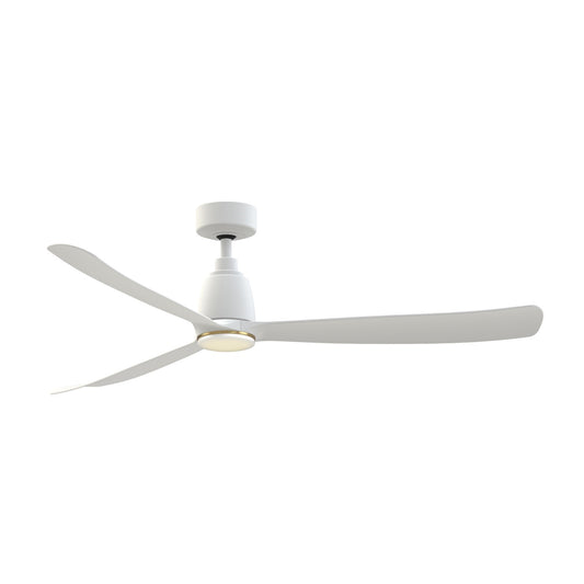 Fanimation Kute 60in 1-Light Ceiling Fan | Modern Matte White and Brushed Satin Brass Opal Frosted Glass | Covered Patio | Model FPD8560MW-LKBS