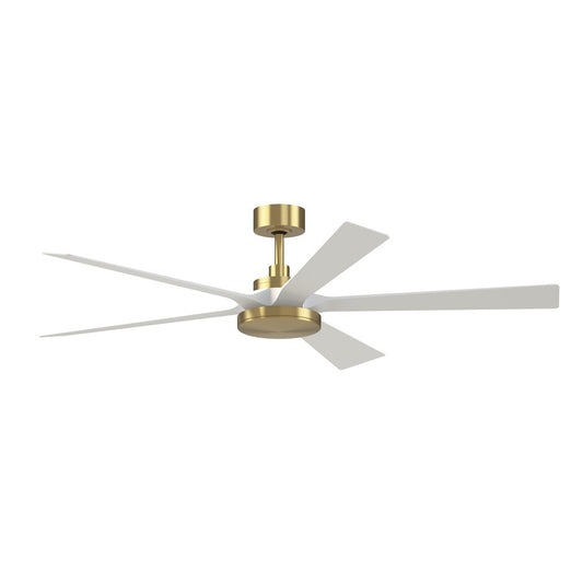 Fanimation TorchAire 64in 5-Light Ceiling Fan | Modern Brushed Satin Brass and Opal Frosted Glass | Covered Patio & Living Room | Model FPD8564BS